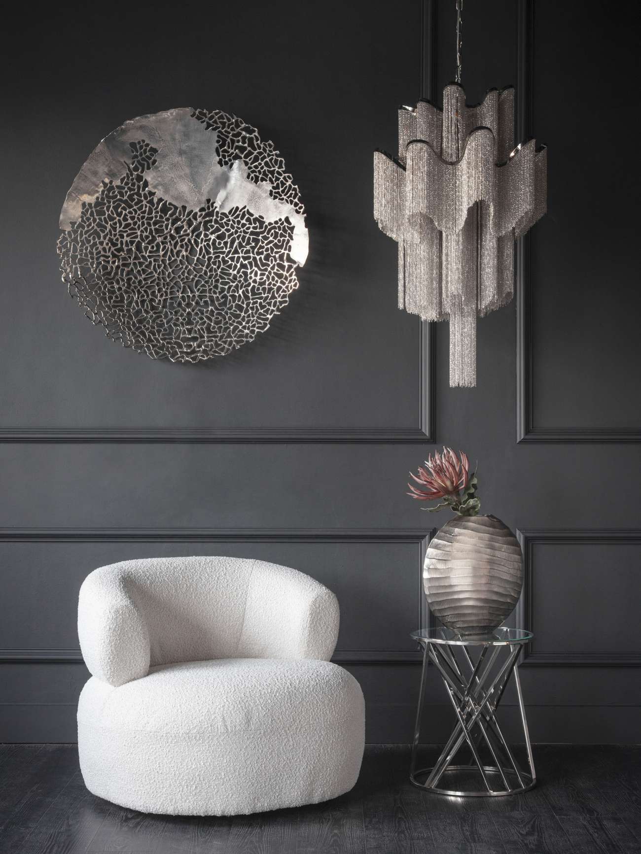 Apo Aluminium Silver Coral Wall Art Sculpture | Large
